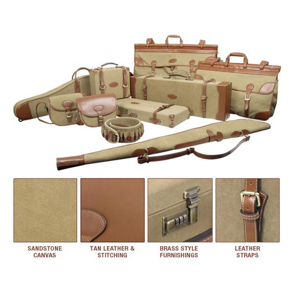 SPORTSMAN Guardian Heritage Travel Bag L with leather accents and spacious main compartment, ideal for travel and storage.