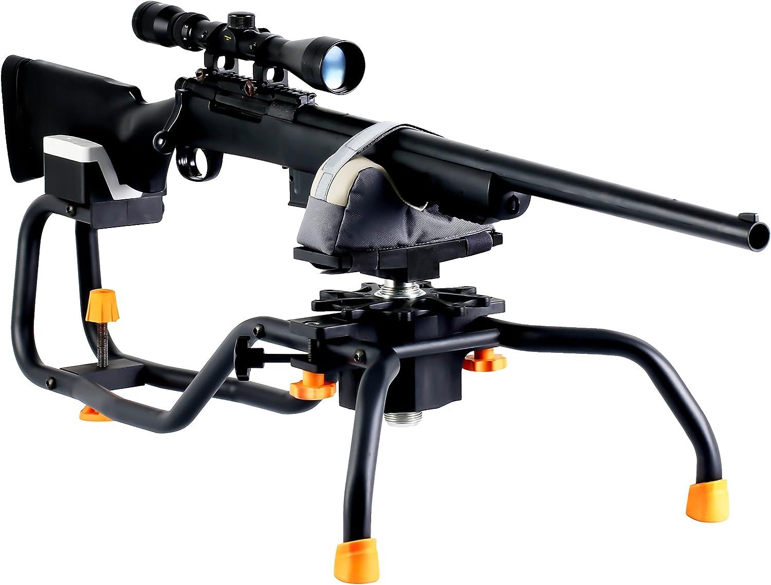 Heavy-duty adjustable ambidextrous gun rest by ECHO, featuring sturdy construction and ergonomic design for firearm support.