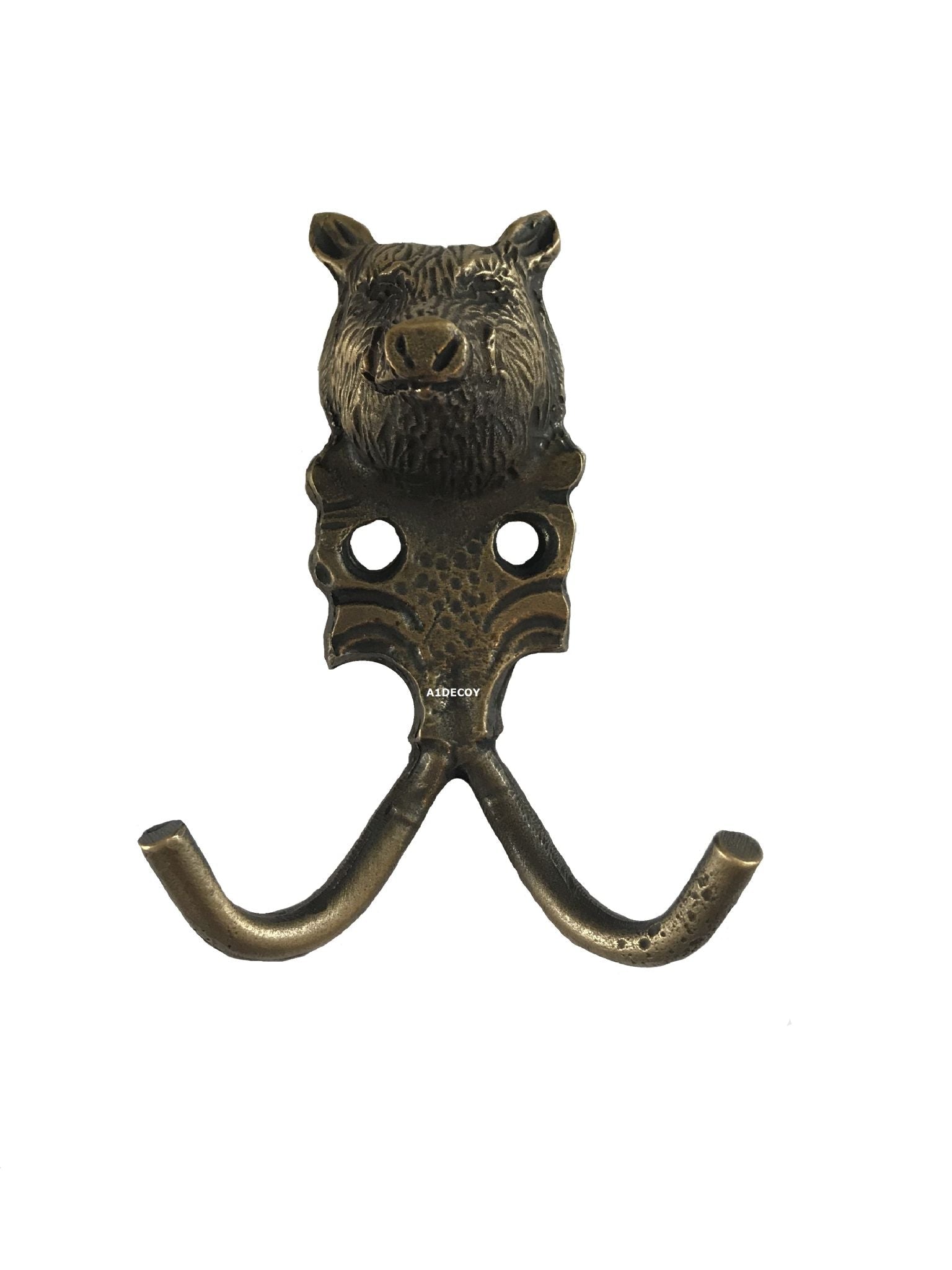 SPJAGD Boar coat hook mounted on wall, made of metal, with a rustic boar design for hanging coats and accessories.