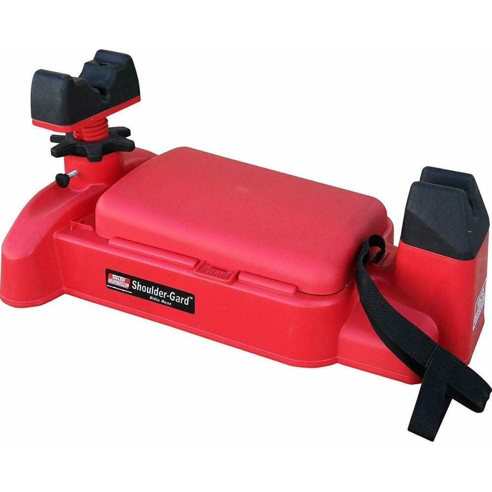 Rothery MTM shoulder guard rifle rest with padded support and adjustable features for stability during shooting.
