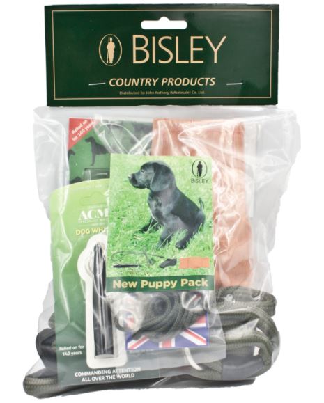 Rothery Bisley Puppy Pack featuring pet food, treats, and accessories for puppies, displayed on a neutral background.