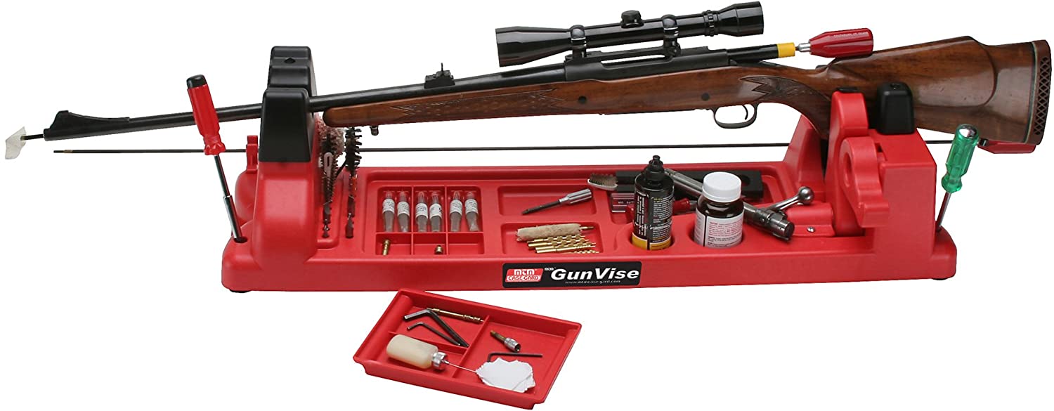 Rothery MTM gun vice securely holds firearms for maintenance and cleaning, with adjustable grips and sturdy construction.