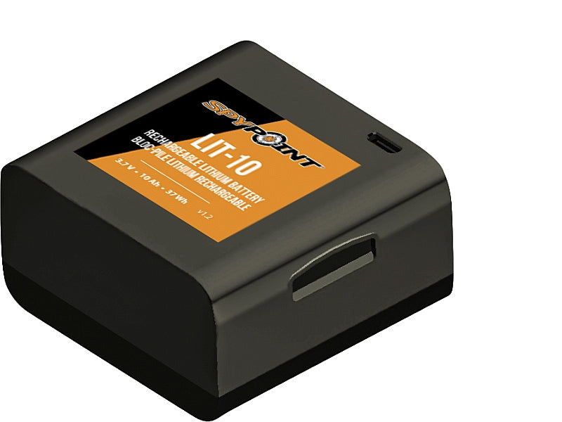 TJACKS SPYPOINT lithium battery pack with compact design, ideal for outdoor surveillance cameras and long-lasting power.