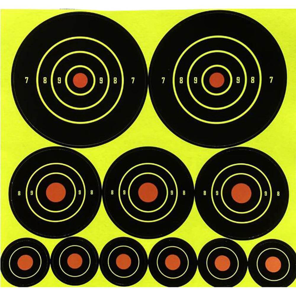 Set of colorful target sticker sheets from AliExpress, featuring various sizes and designs for decoration or crafts.