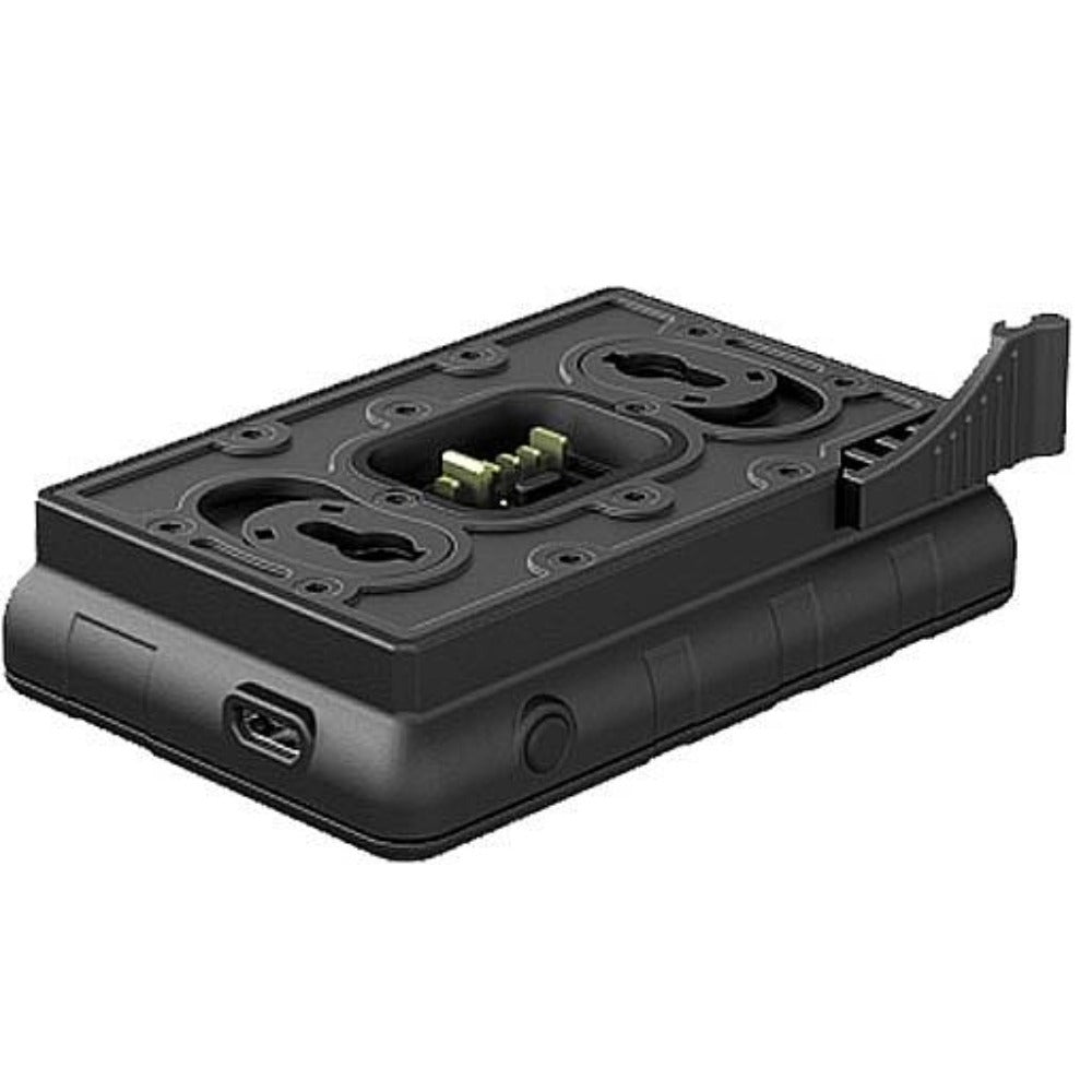 TJACKS IPS Battery Charger showing multiple charging ports and LED indicator lights on a sleek black device.