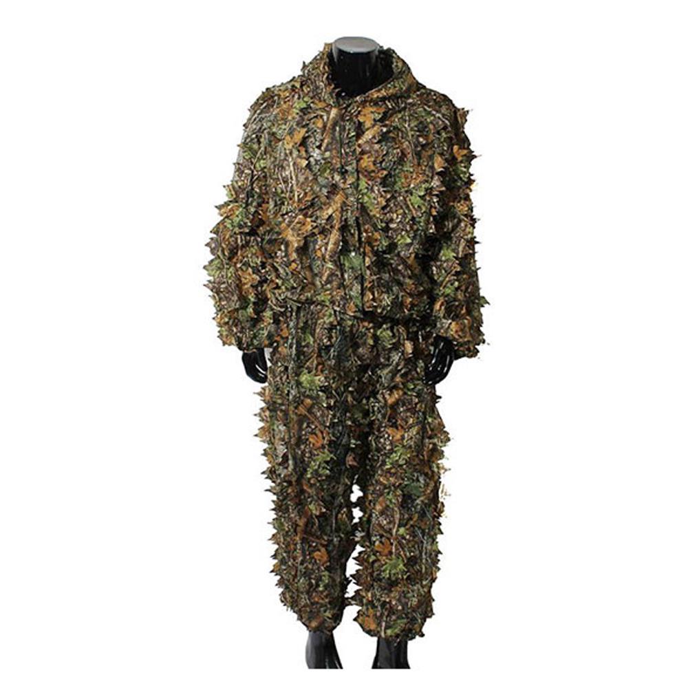 Ghillie suit with maple forest leaf pattern, camouflage clothing by AliExpress for outdoor concealment and hunting.