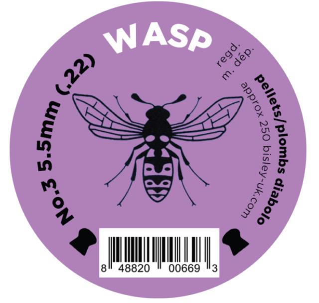 Rothery Wasp Pellets NO3 Purple .22 caliber in a tin of 250 for air rifles and precision shooting.