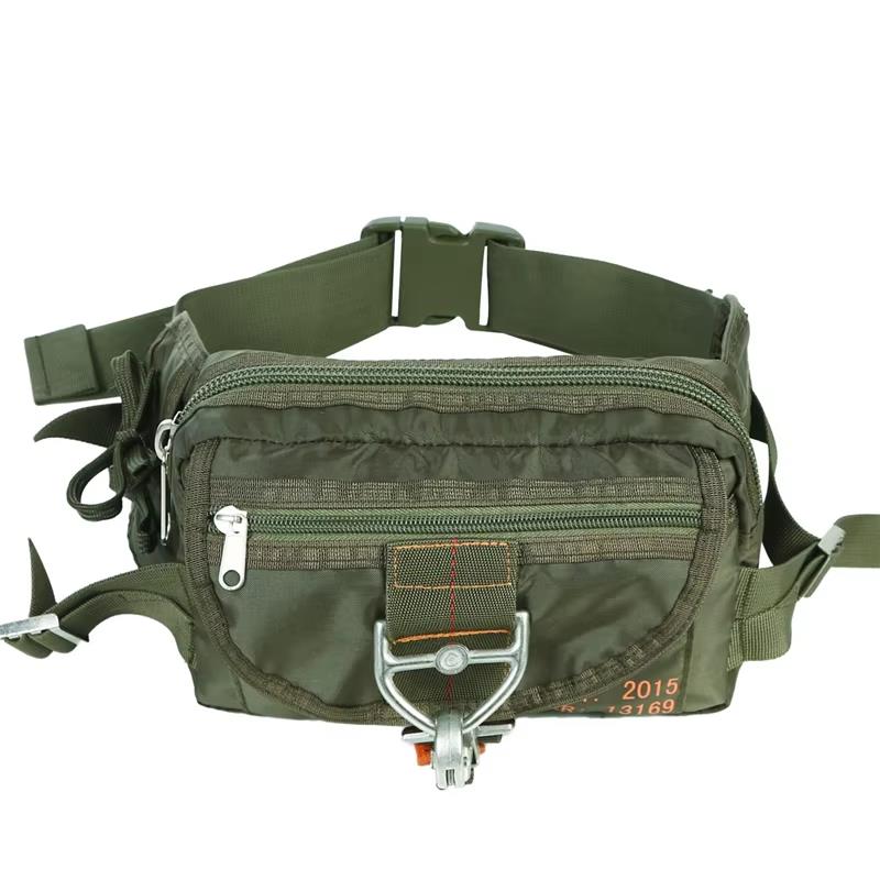 Black tactical waist pack fanny pack with adjustable strap and multiple compartments, designed for outdoor and everyday use.
