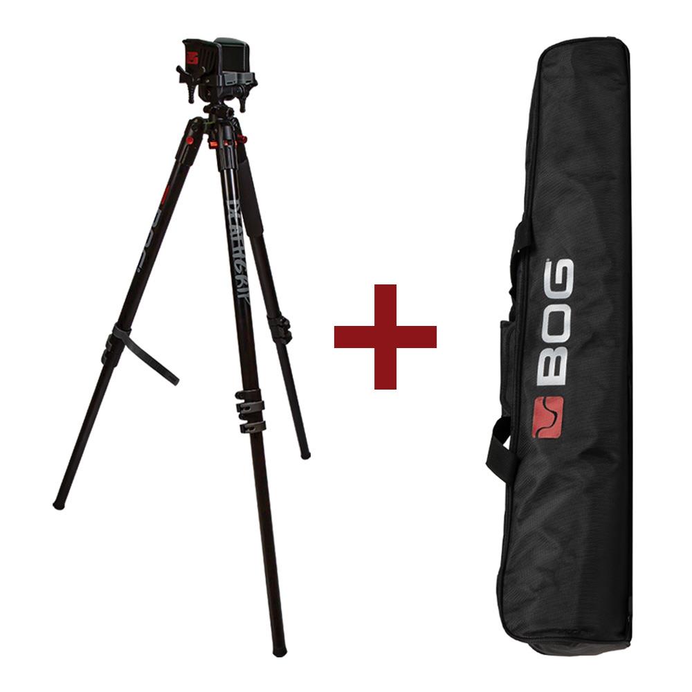 SPORTSMAN Bog Death Grip clamping aluminium tripod shooting stick with carry bag for stable outdoor shooting.