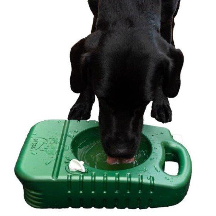 Fairfax Porta-Bowl dog water bowl with collapsible design and blue color, ideal for outdoor pet hydration.