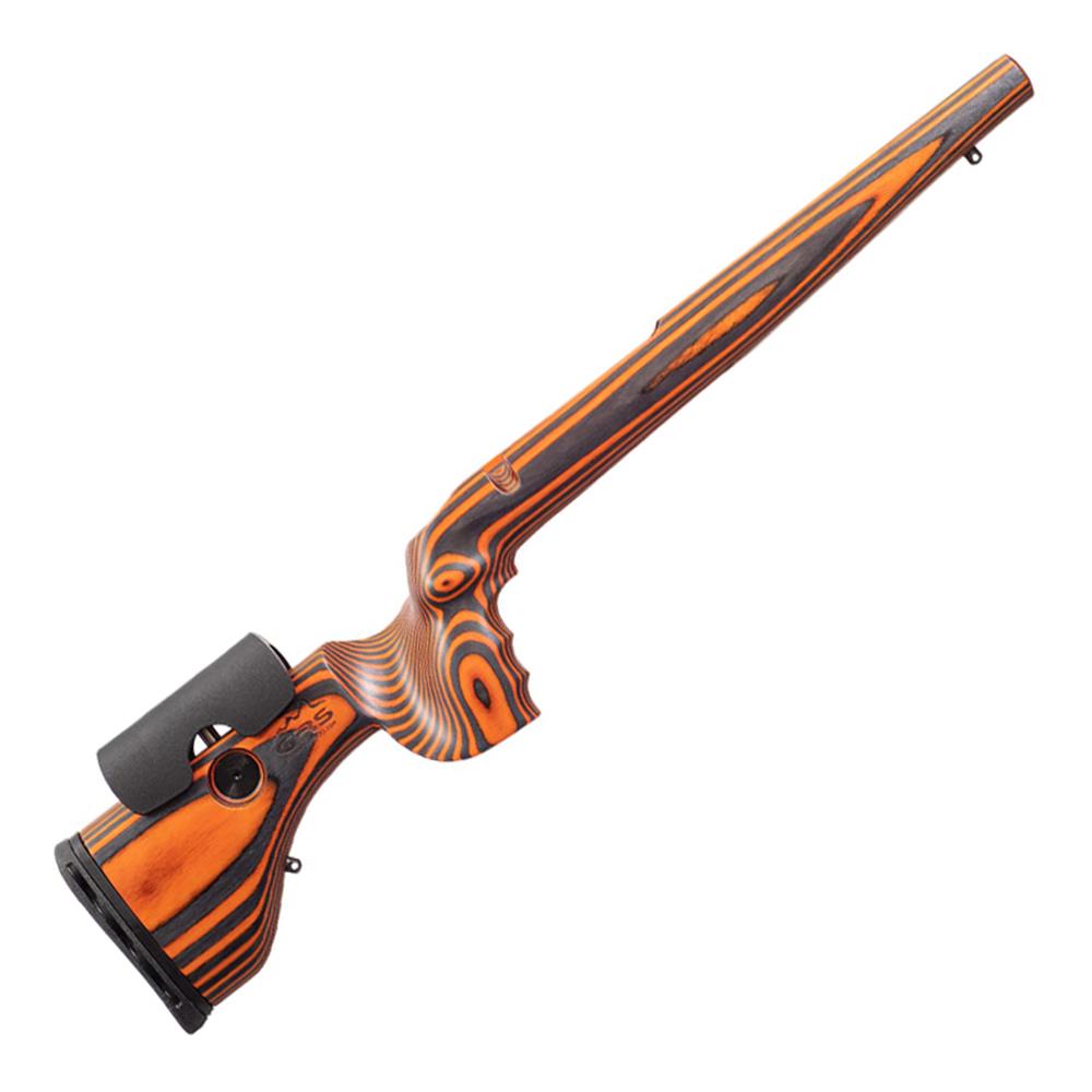 Sportsmans GRS Hunter Light stock for Blaser R8 in orange and black, showing the ergonomic design and high-quality finish.