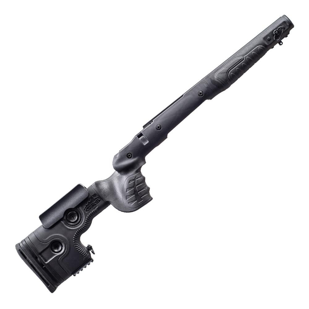SPORTSMAN GRS Bifrost stock for Blaser R8 rifle, black professional finish, showing ergonomic design and high-quality craftsmanship.