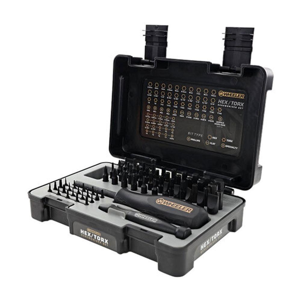 SPORTSMAN Wheeler 65-piece Hex-Torx screwdriver set with various screwdrivers displayed on a white background.