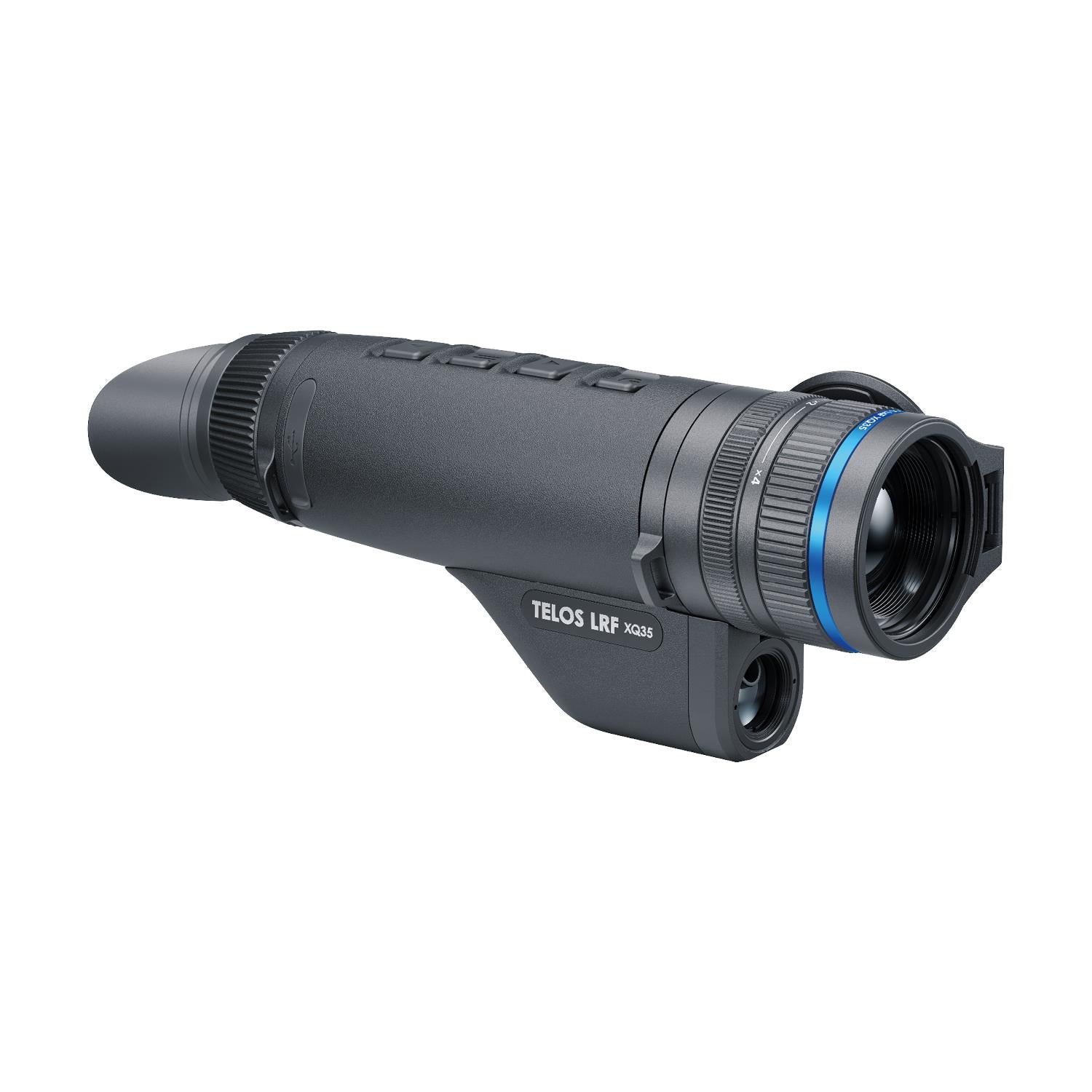 TJACKS Pulsar Telos XQ35 LRF thermal monocular with 384x288 sensor and laser rangefinder, detects up to 1300 meters in low light.