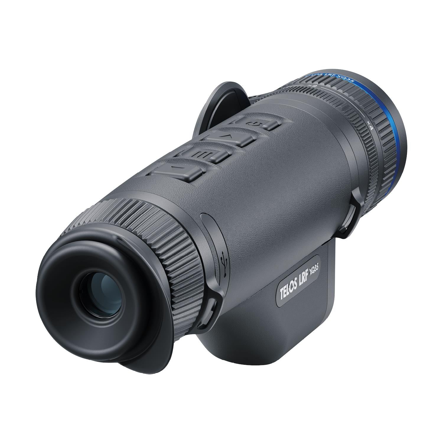 TJACKS Pulsar Telos XQ35 LRF thermal monocular with laser rangefinder, 384x288 sensor, detects objects up to 1300m.