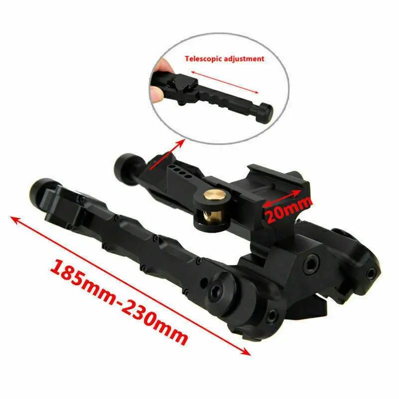 Adjustable tactical bipod with Picatinny rail QD flat mount, firearm accessories for stable shooting and quick attachment.