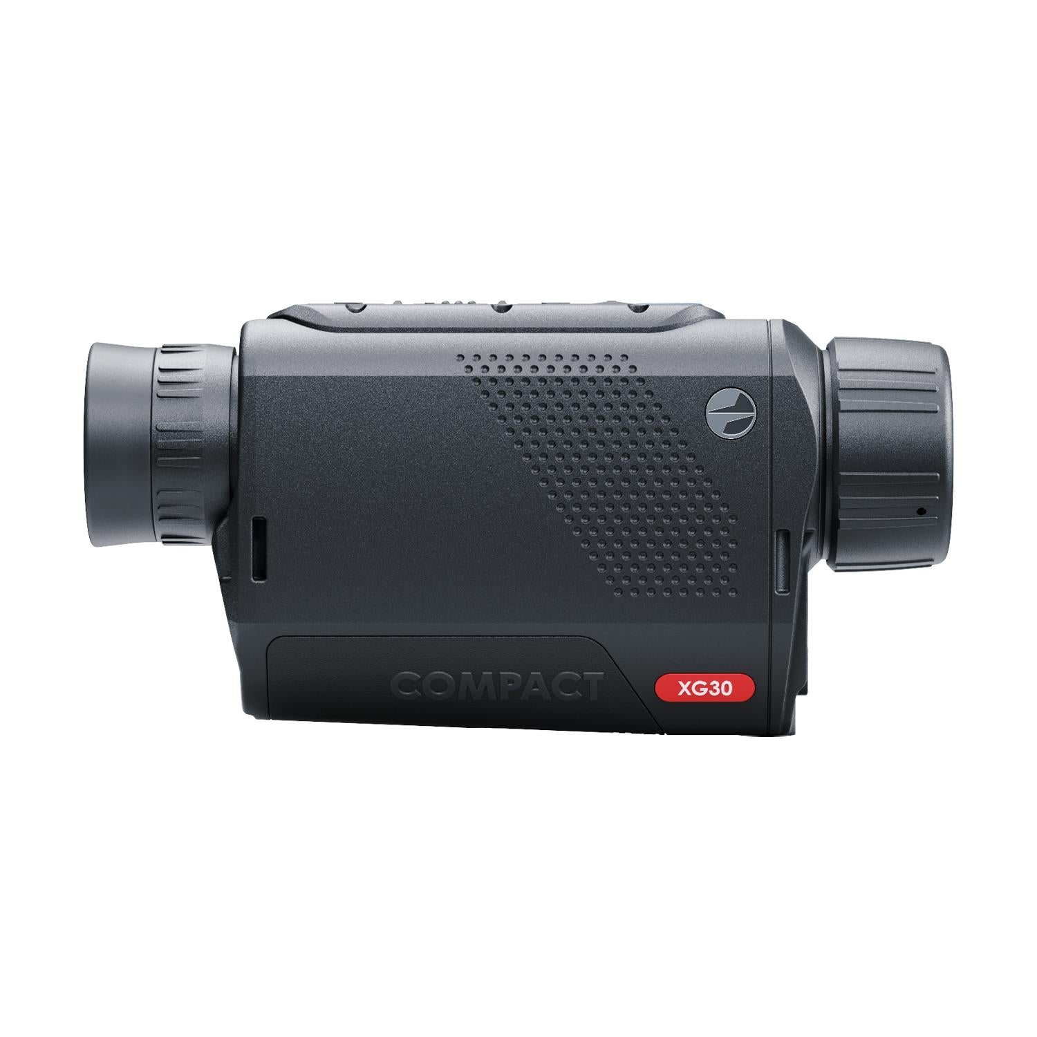 Pulsar Axion Compact Thermal Monocular XG30 by TJACKS, black handheld thermal spotter showing lens and user interface.