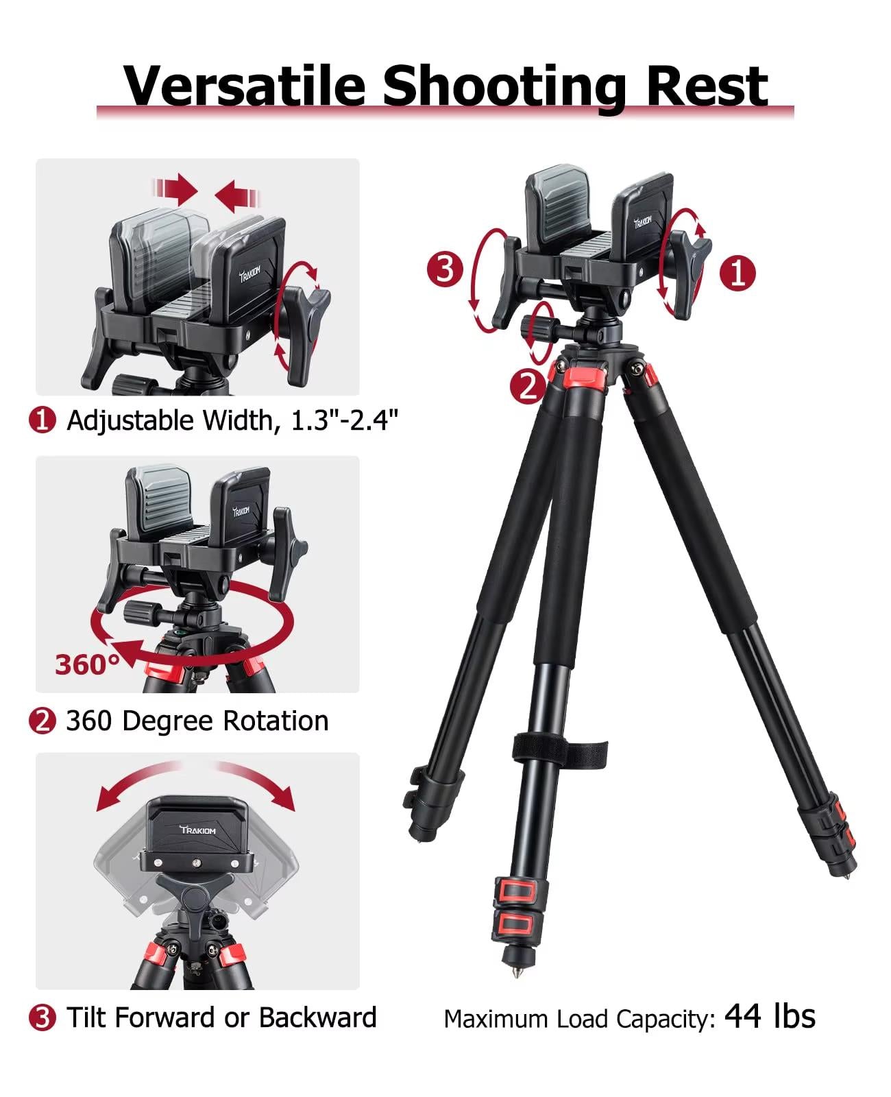 Aliexpress Trakiom aluminium shooting tripod for rifles, sturdy rifle rest and bipod for stable shooting support.