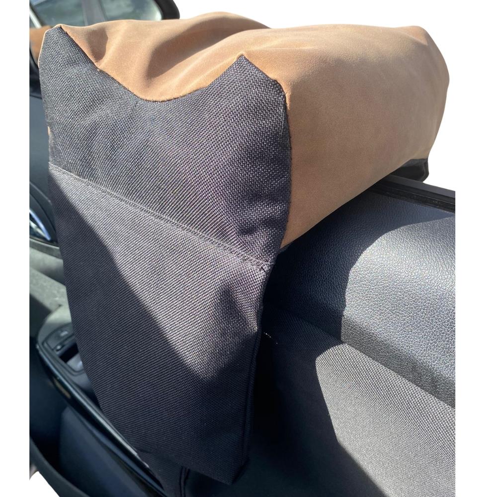 Simon window rifle rest bench bag for stable firearm support, designed for use with rifles, bipods, and tripods.