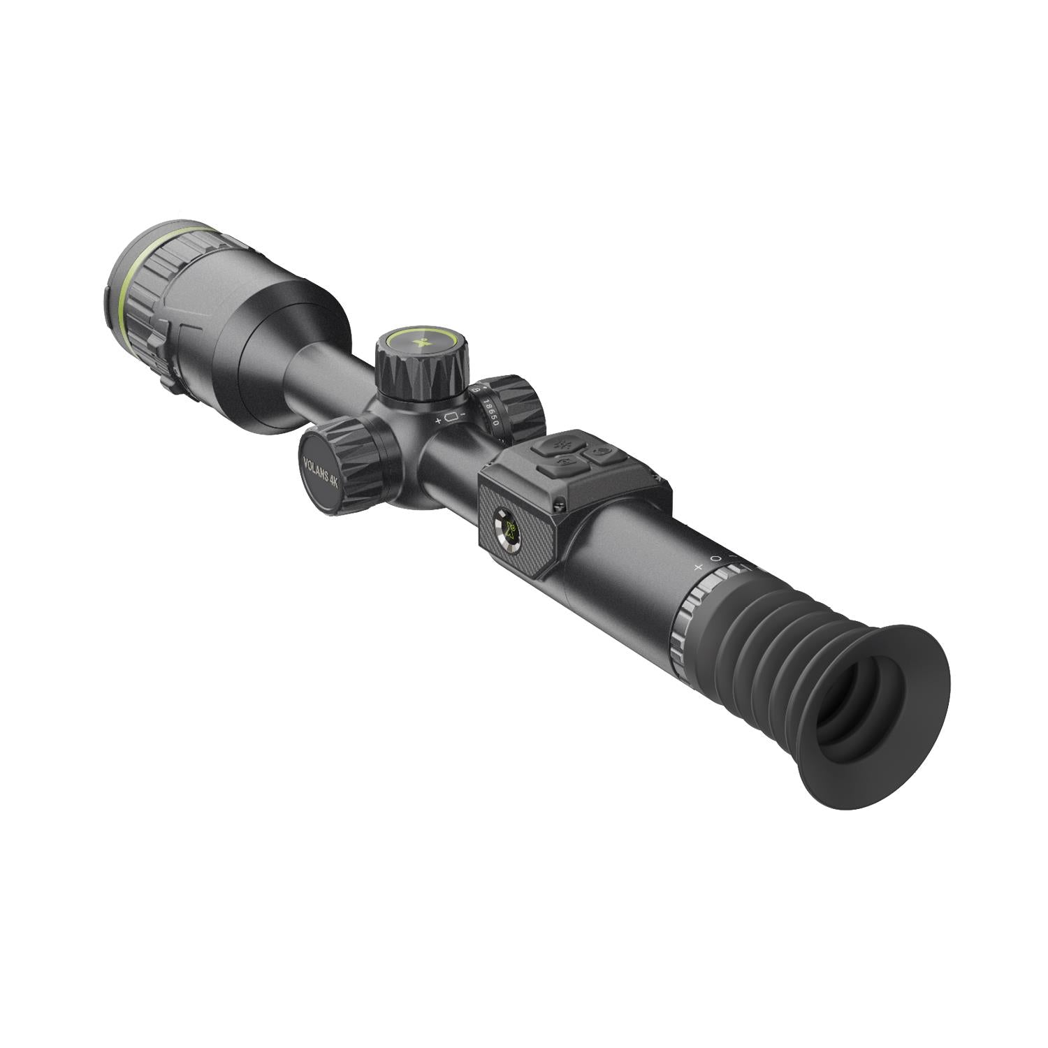 TJACKS Pixfra Volans V850 4K night vision rifle scope showing detailed lens and mounting features for precision shooting.