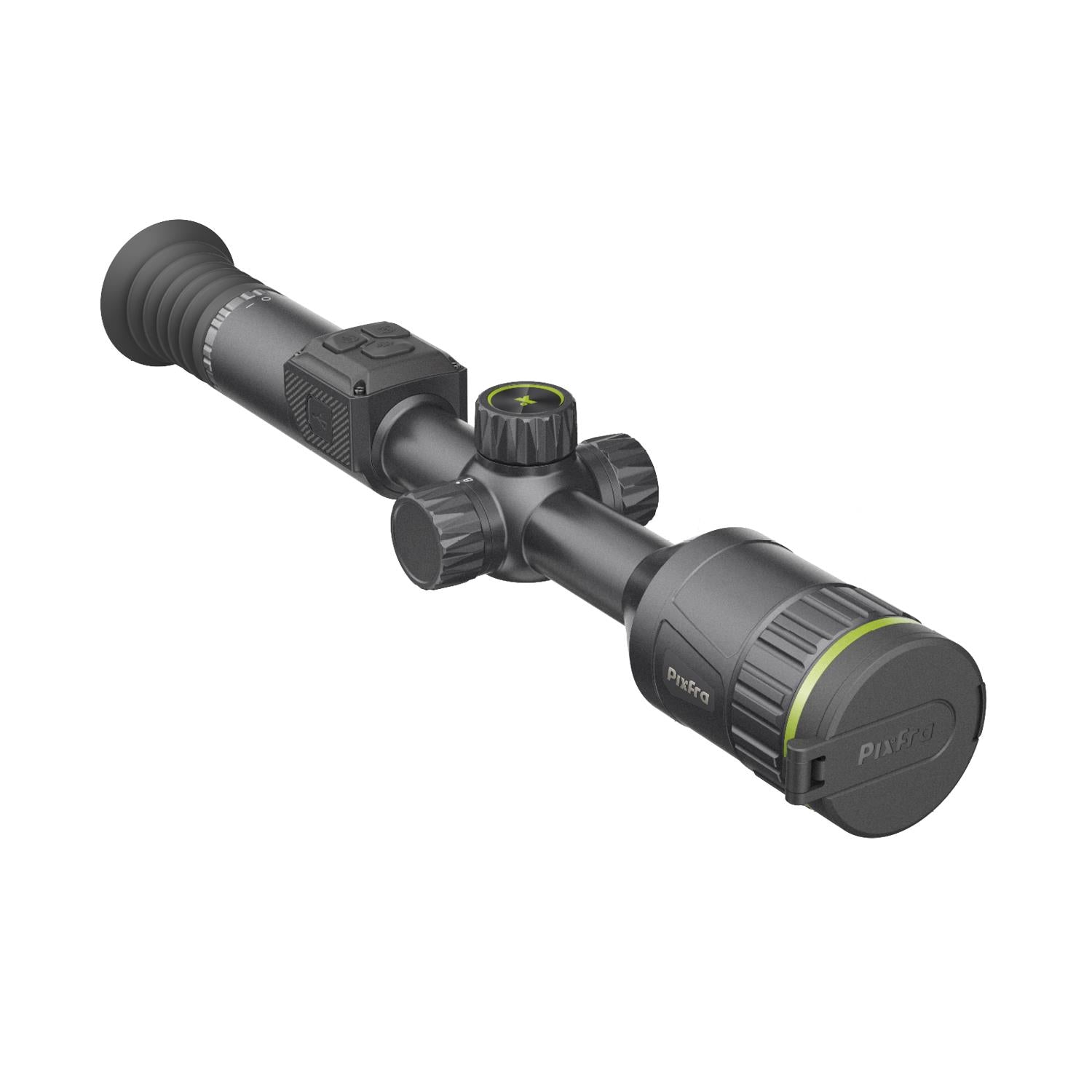 TJACKS Pixfra Volans V850 4K night vision rifle scope with adjustable lens and tactical design for enhanced low-light targeting.