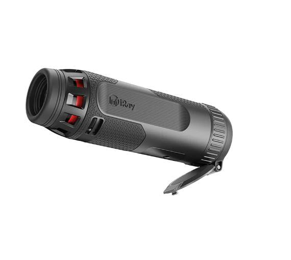 HIGHLAND Iray Eye 3 Series thermal monocular with night vision scope showing view through lens and control buttons.