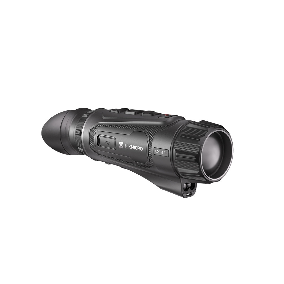 ELITE HIKMICRO Lynx LQ35L 3.0 35mm thermal monocular with laser rangefinder showing ergonomic design and thermal imaging features.