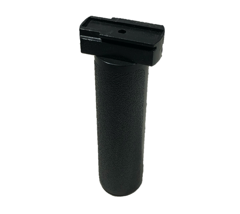 Quick release handle for scope lamps by Monica, shown attached to a scope lamp for easy adjustments and secure handling.