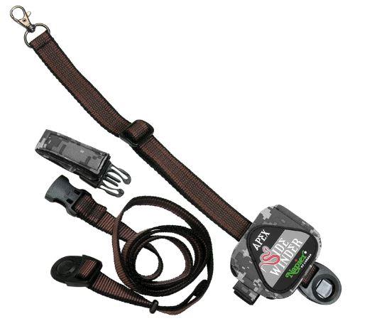 NAPIER Apex Sidewinder universal rifle sling adapter attached to a rifle for secure, adjustable firearm carrying.