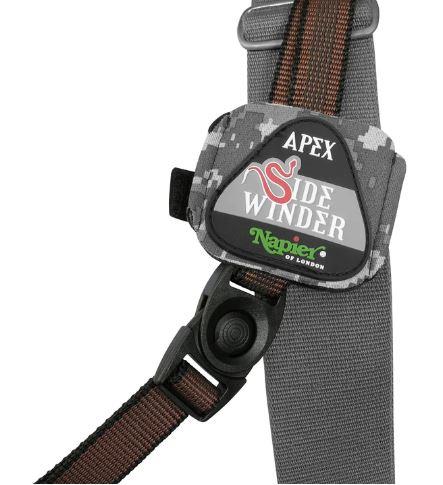 NAPIER Apex Sidewinder universal rifle sling adapter shown, designed for easy attachment of rifle slings to firearms.