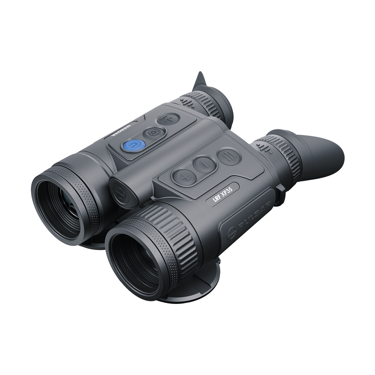 Pulsar Merger LRF XP35 handheld laser rangefinder by TJACKS, featuring compact design and optical display for accurate distance measurement.