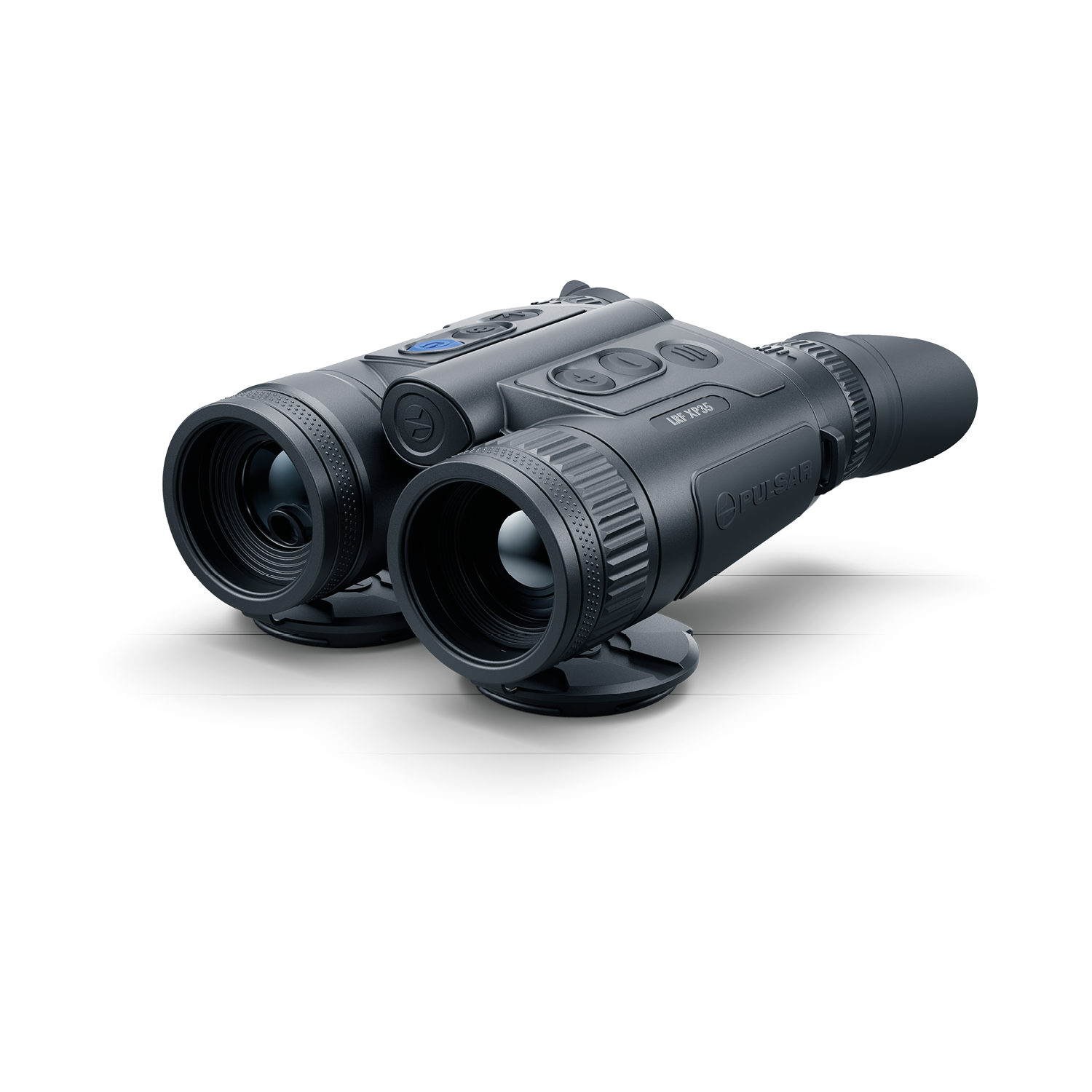 Pulsar Merger LRF XP35 compact laser rangefinder by TJACKS showing the device with display and control buttons.
