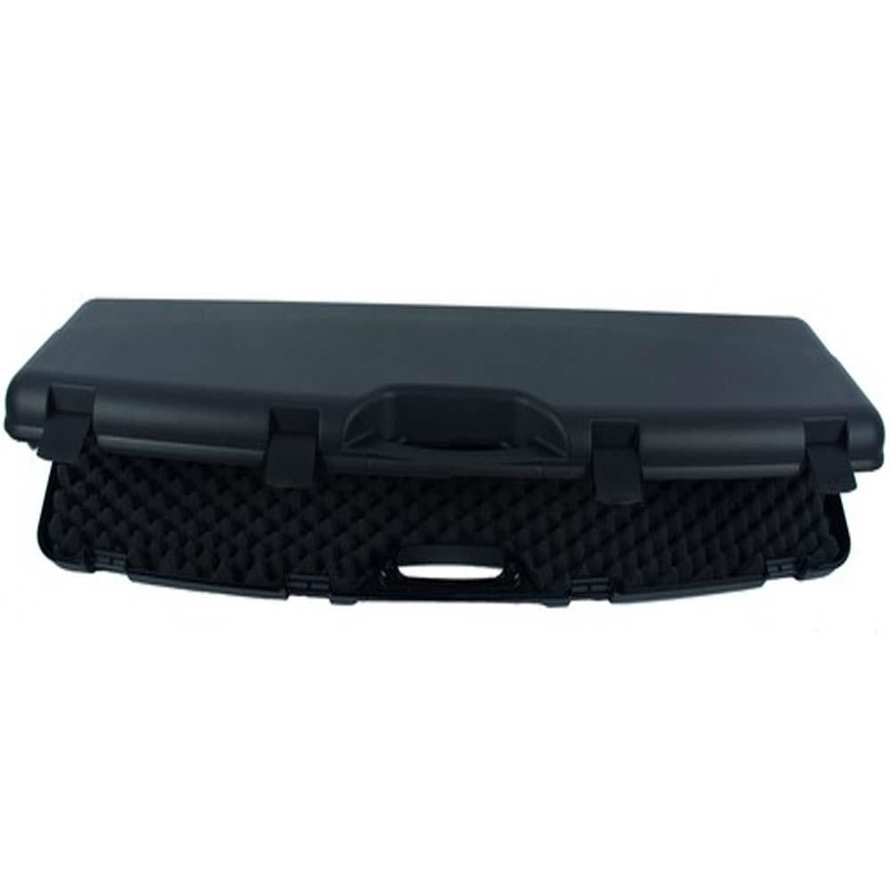 Range shotgun and breakdown rifle hard case, durable black protective storage case for firearms and accessories.
