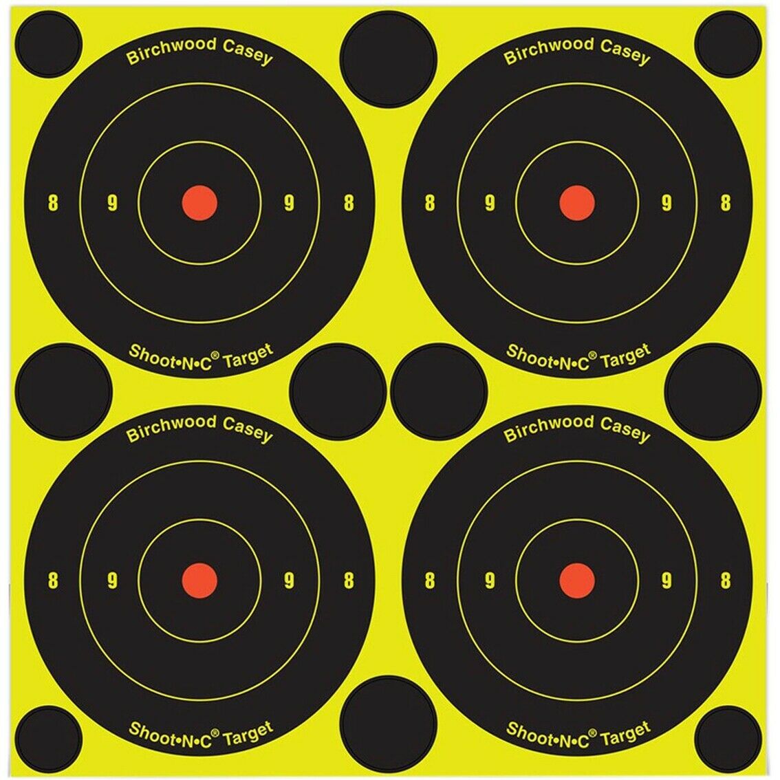 ROTHERY Birchwood Casey Shoot-N-C self-adhesive targets with vibrant bullseyes on paper for shooting practice.