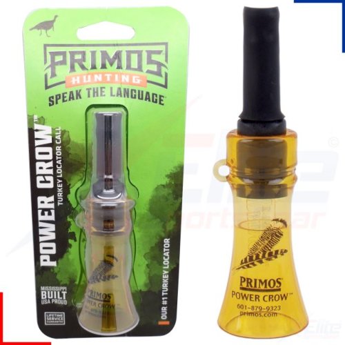 ROTHERY Primos Power Crow Call for bird hunting, showcasing the black plastic call with branding details.
