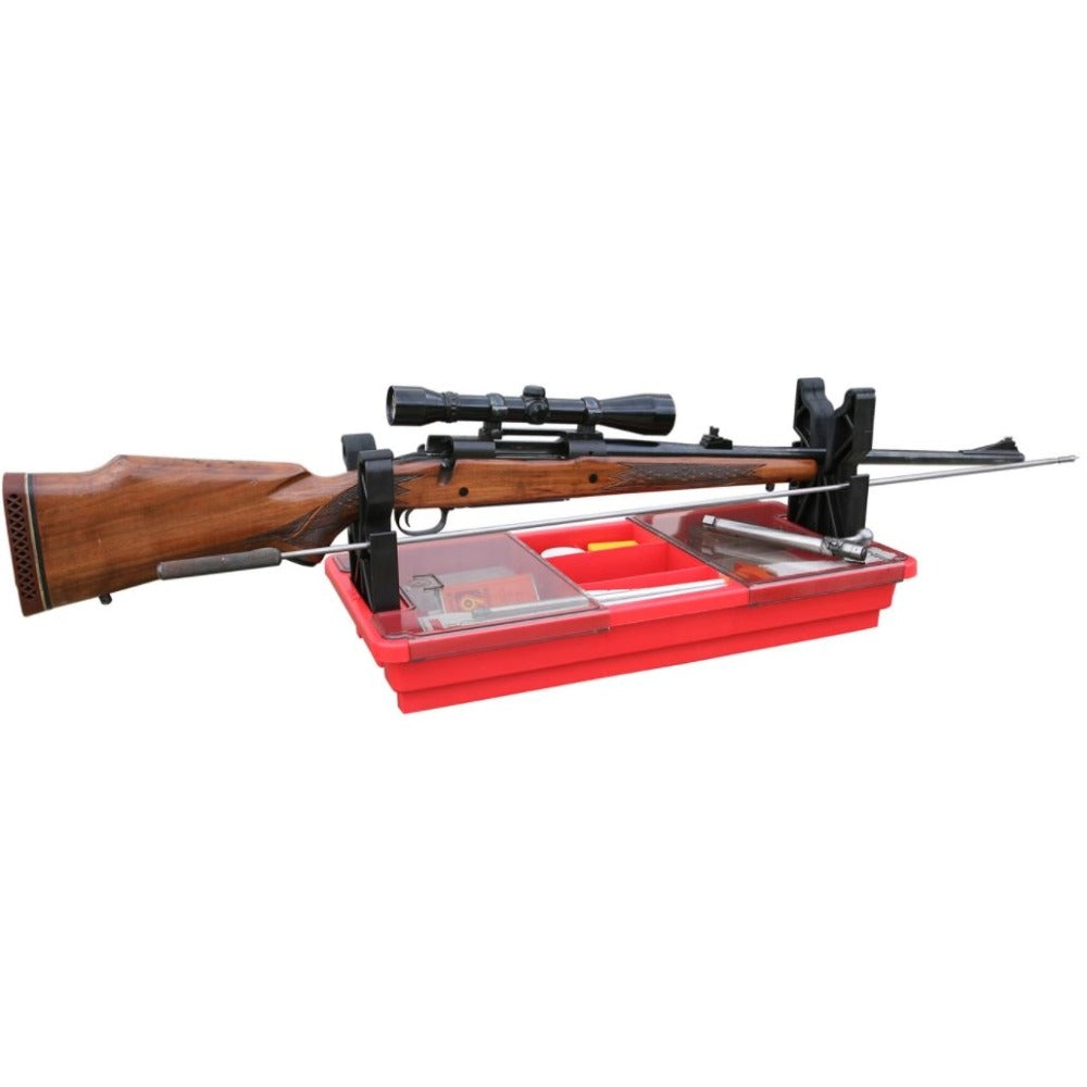 ROTHERY MTM portable rifle and shotgun maintenance centre with adjustable supports and cleaning compartments.