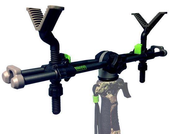 ROTHERY Primos two-point trigger stick gun rest with adjustable legs and ergonomic handle for stable firearm support.