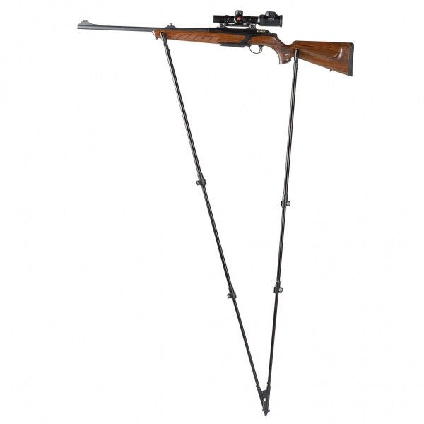 A1 DecoY LTD Monteria single leg sticks for hunting, showing sturdy, adjustable tripod with camouflage fabric in outdoor setting.