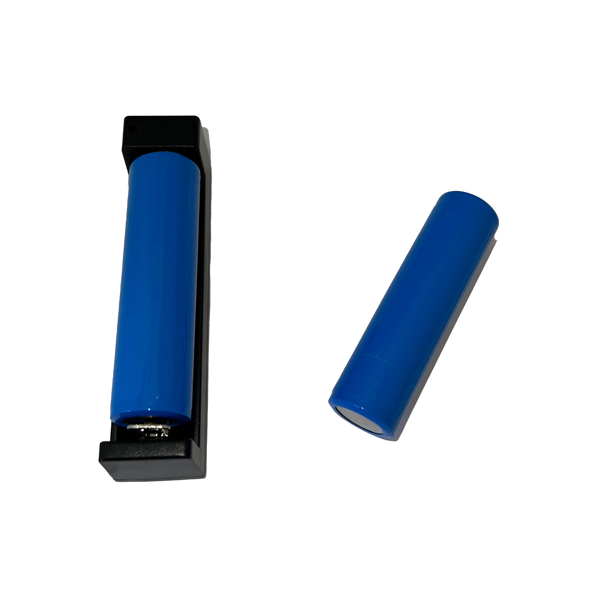 Shenzhen Home Security 18650 battery and charger set showing the battery and charging device on a white background.