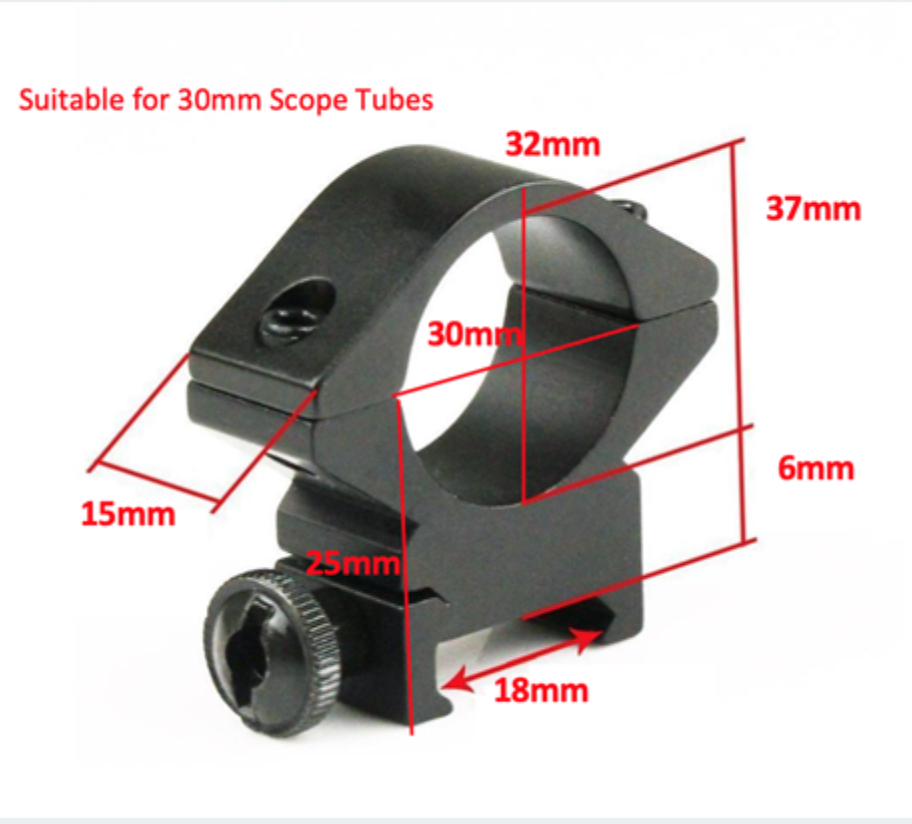 Shenzhen Home Security 30mm rifle scope mount, compatible with 25mm or 30mm scopes, made of durable metal for secure attachment.