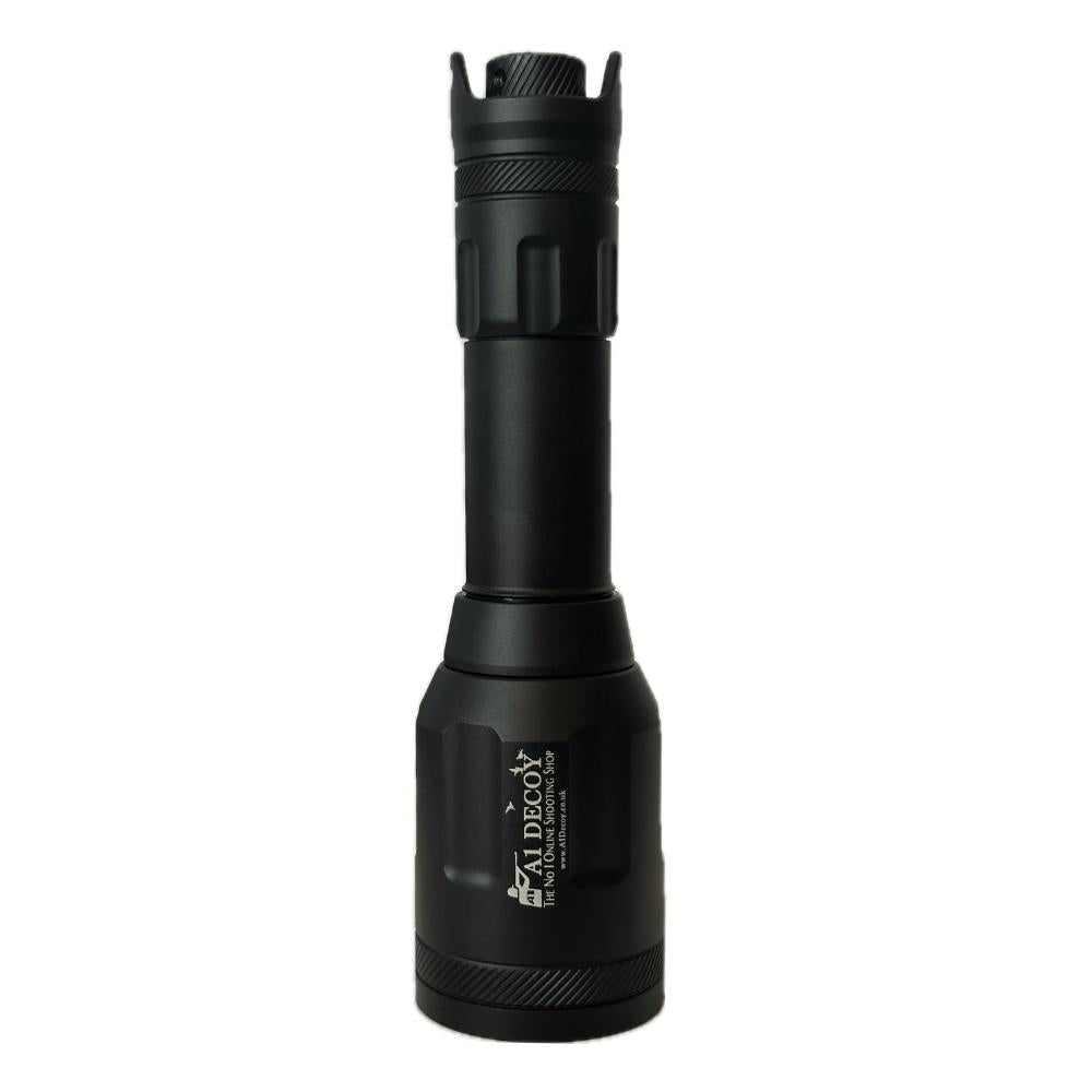 SHENZHEN HOME SECURITY NIGHTSNIPER ULTRA IR TORCH 850-940nm for night vision, mounted on a device with a black body and focus lens