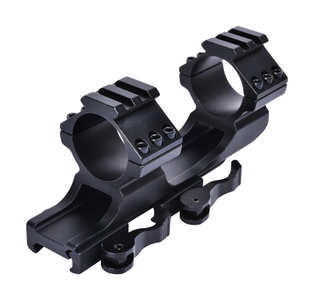 SHENZHEN HOME SECURITY ALPEX scope quick release mount attached to a rifle for fast, secure scope attachment.