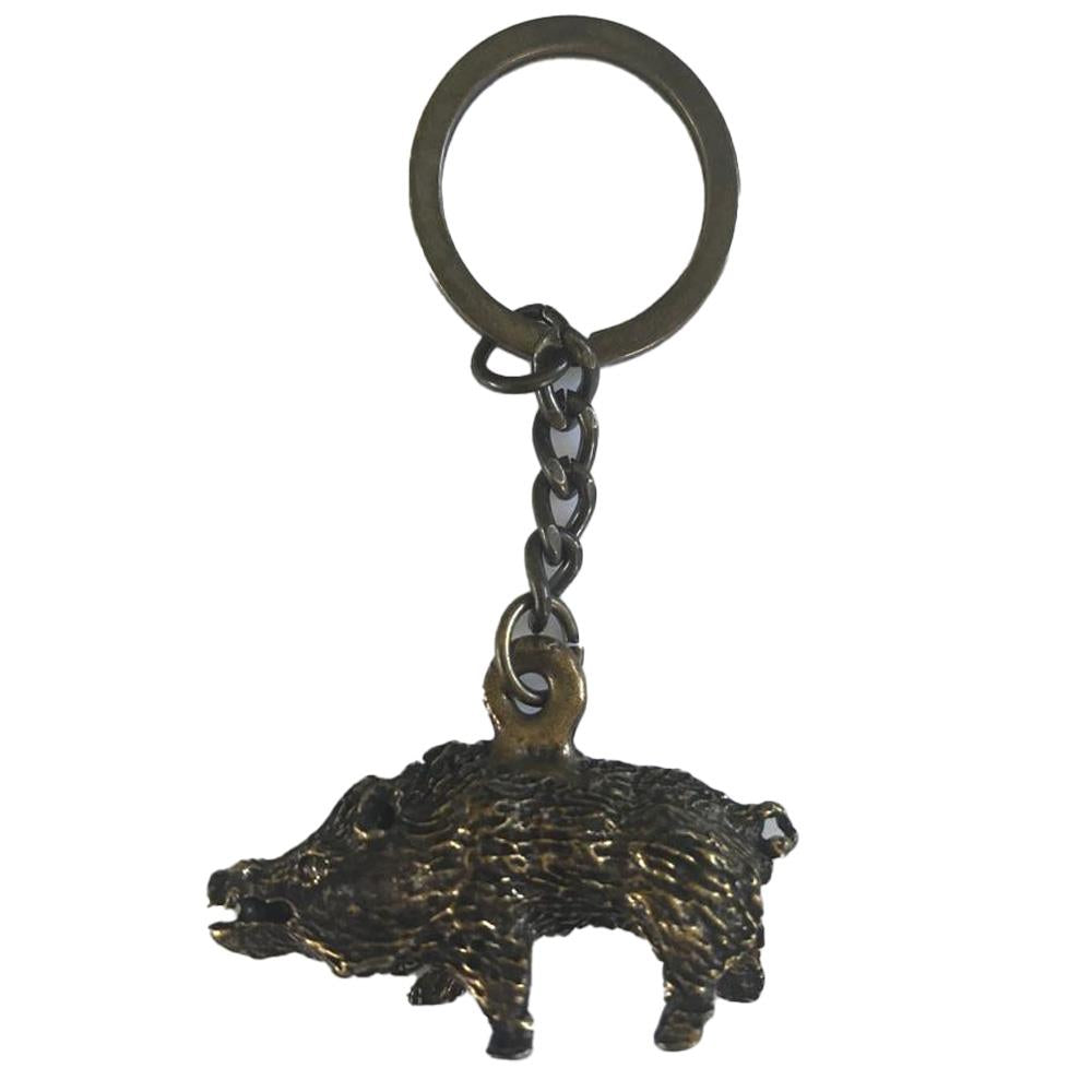 SPJAGD boar figurine key chain featuring a detailed, realistic pig-shaped design on a metal key ring.