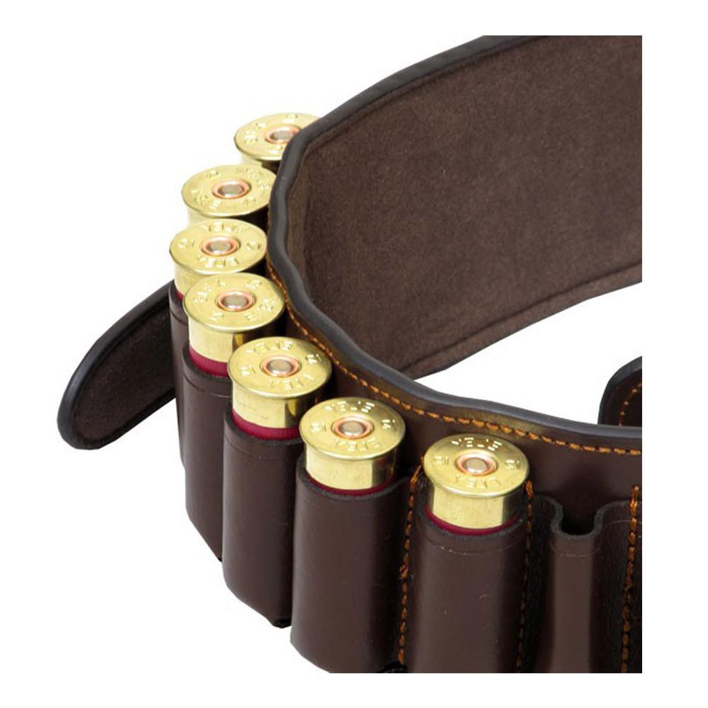 SPORTSMAN Guardian Canterbury Cartridge Belt with multiple loops for shotgun shells, black leather finish.