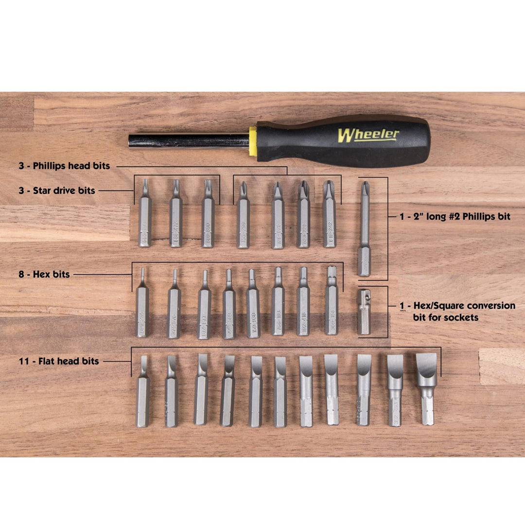 Sportsman Wheeler professional gunsmithing screwdriver set with 36, 43, 65, 72, or 89 precision screwdrivers for firearm repairs.