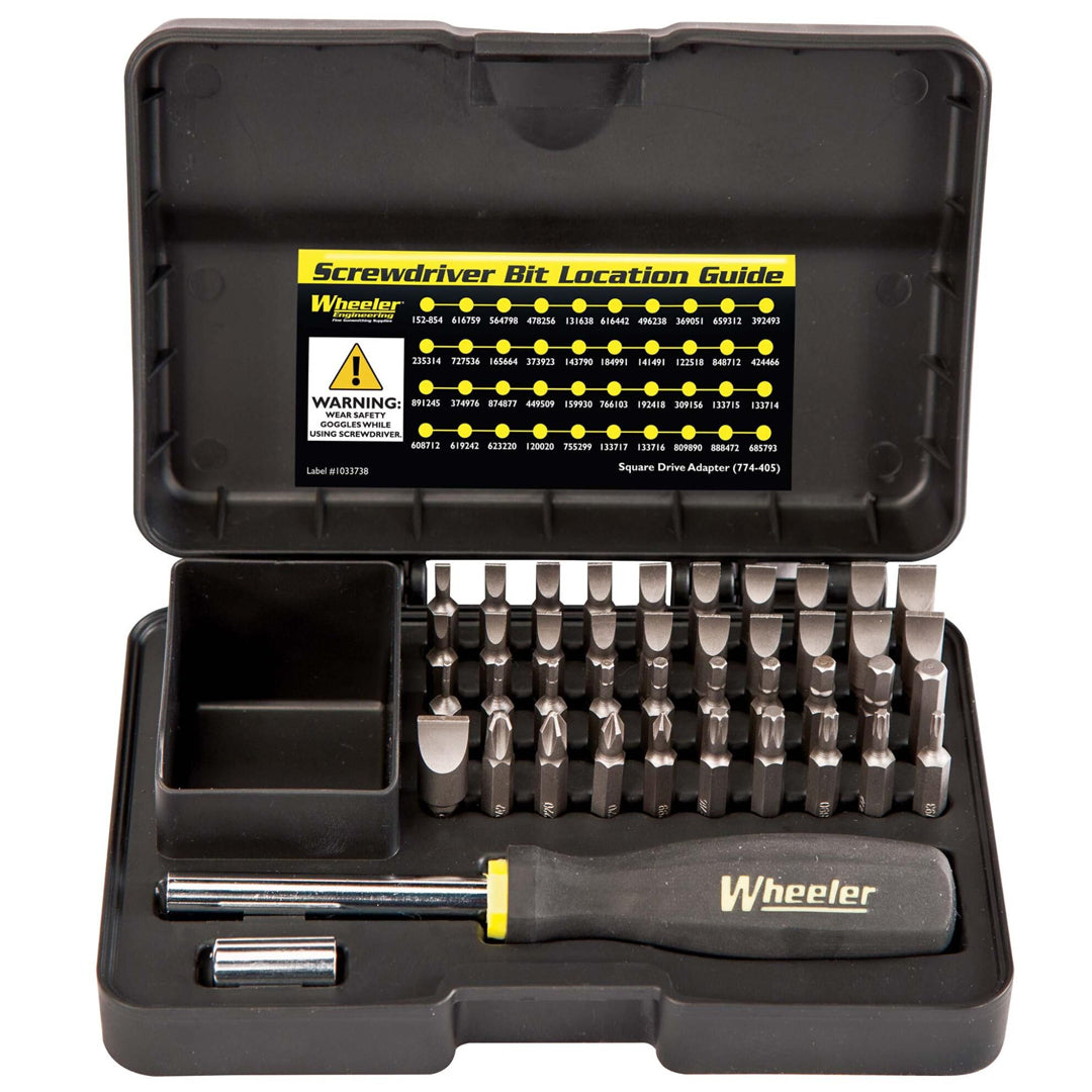 Sportman Wheeler Professional Gunsmithing Screwdriver Set with 36, 43, 65, 72, or 89 precision screwdrivers for firearm maintenance.