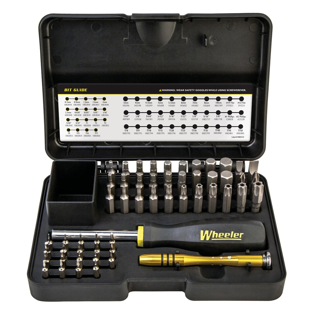 Sportsman Wheeler Professional Gunsmithing Screwdriver Set with 36, 43, 65, 72, or 89 precision screwdrivers for firearm maintenance.