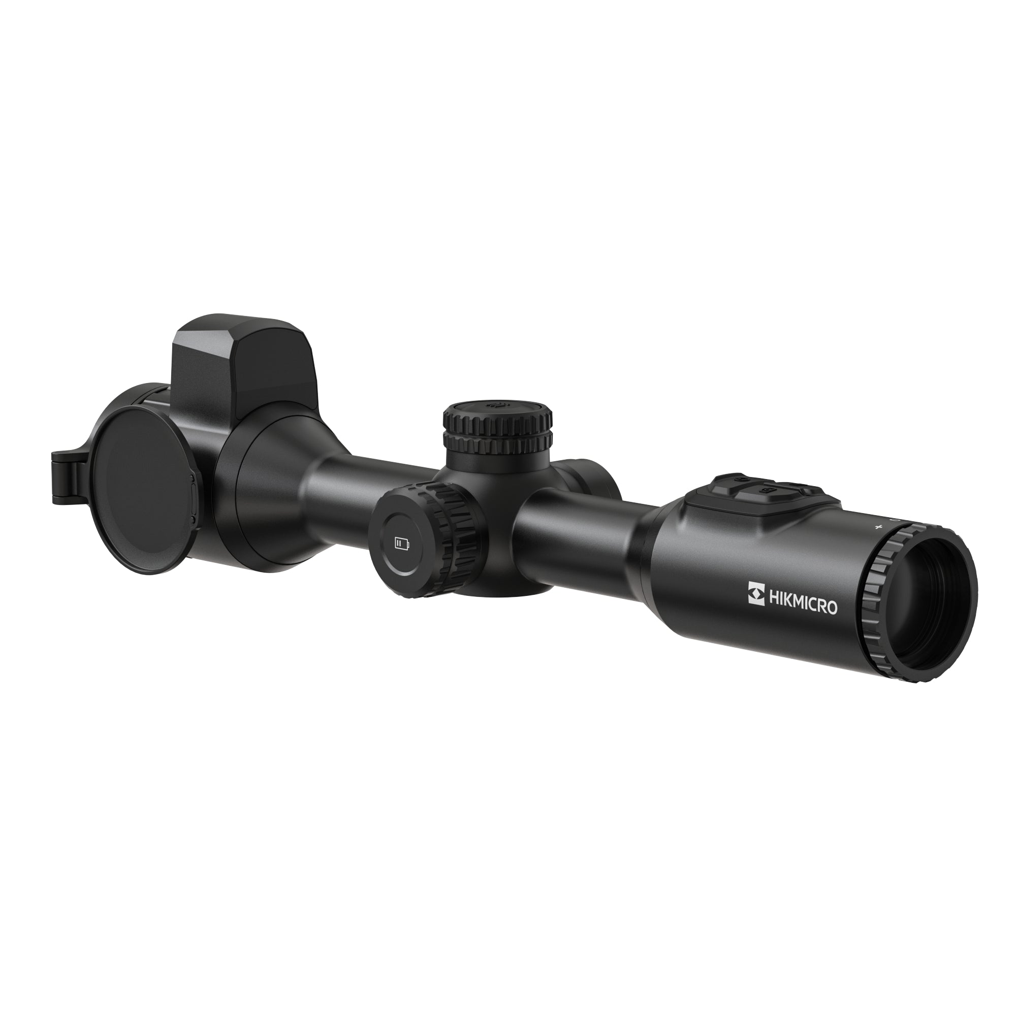 ELITE HIKMICRO Stellar 3.0 SQ35L thermal rifle scope with built-in laser rangefinder, mounted on a firearm for night hunting.
