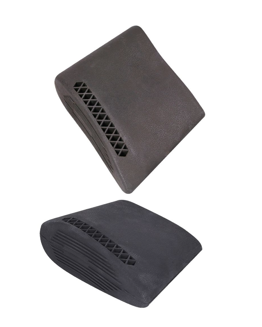 Thatch Jack Pyke shock absorbing rubber recoil pad attached to a rifle stock for reduced recoil and improved comfort.