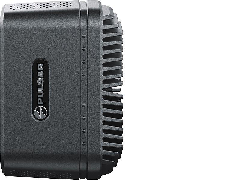 TJACKS Pulsar APS‑V 2‑slot battery charger compatible with APS 2, 3, and 5 models, shown with charging ports and LED indicators.